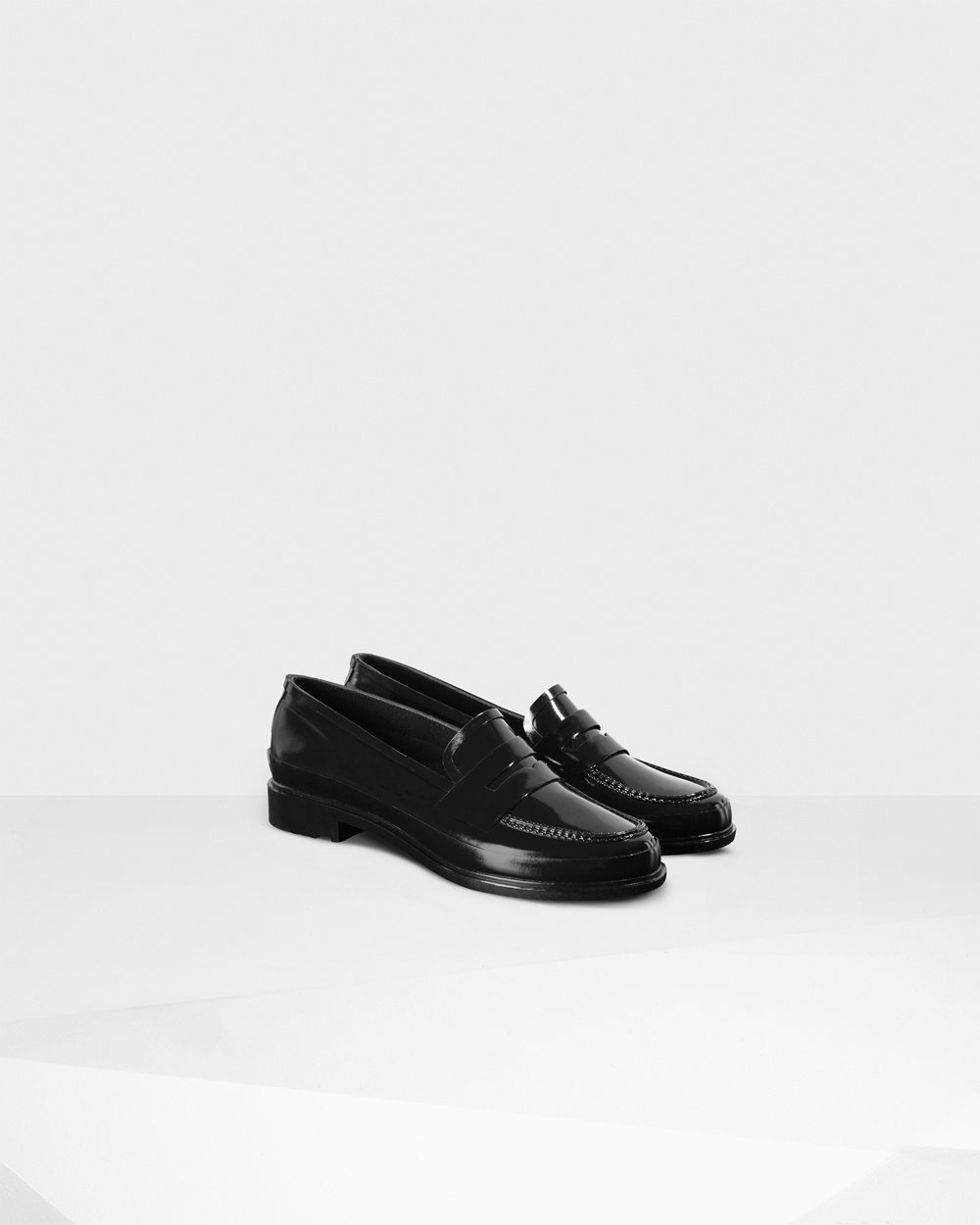 Womens Loafers - Hunter Original Gloss Penny (50GTOEHPL) - Black